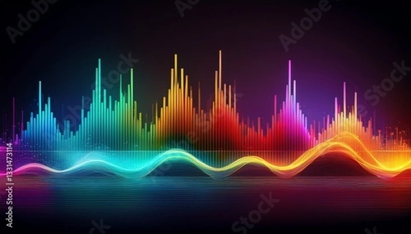 Fototapeta colorful music equalizer wave with sound bars on a dark background music equalizer wave colorful