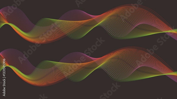 Fototapeta Colorful Abstract Wave Lines on Dark Background