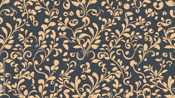 Obraz Beige floral pattern, textile design
