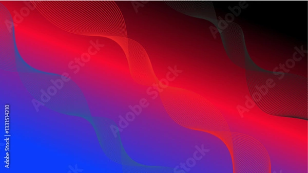 Fototapeta Dynamic Red and Blue Gradient Wave Art
