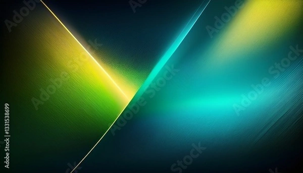 Fototapeta black dark blue green emerald petrol teal lime yellow white abstract background color gradient ombre blend line stripe bright light flash glow glitter neon metallic noise grain mesh