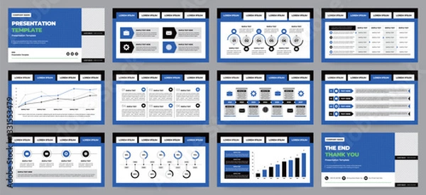 Fototapeta Modern presentation slide templates. Infographic elements template set for web, print, annual report brochure, business flyer leaflet marketing and advertising template. Vector Illustration.