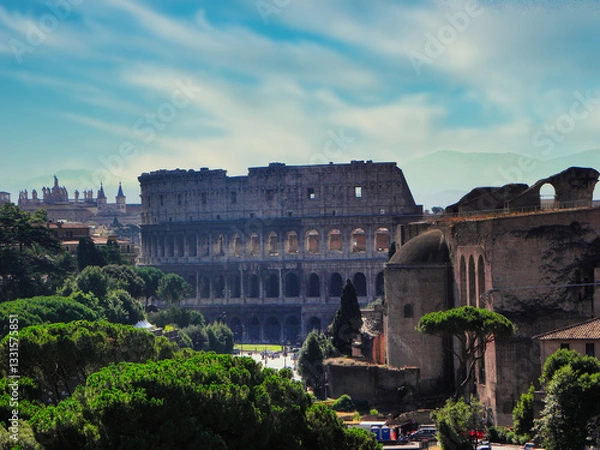 Fototapeta The Colosseum, originally known as the Flavian Amphitheatre, is the largest Roman amphitheatre in the world,
located in the centre of the city of Rome