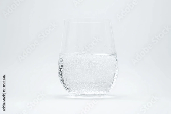 Fototapeta Clear sparkling water isolated on white background, Selective focus glass of soda water on white background.