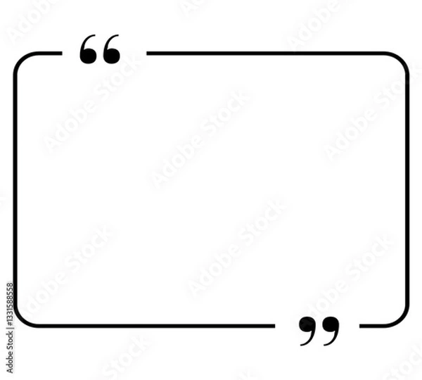 Fototapeta Simple quote text box frame with quotation marks isolated on a transparent background
