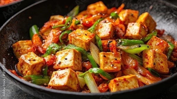 Obraz Fermented Kimchi and Tofu Stir Fry