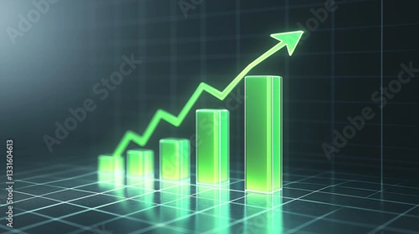 Fototapeta Futuristic Financial Bar Graph with a Rising Growth Trend