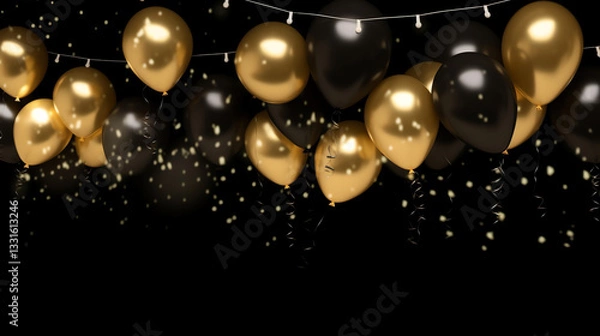 Fototapeta Floating Balloons, Golden Sparkle