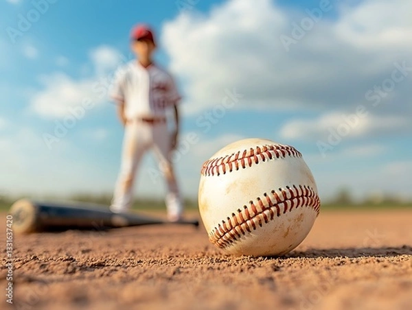 Obraz Baseball Player for Bat, Ball, Field.