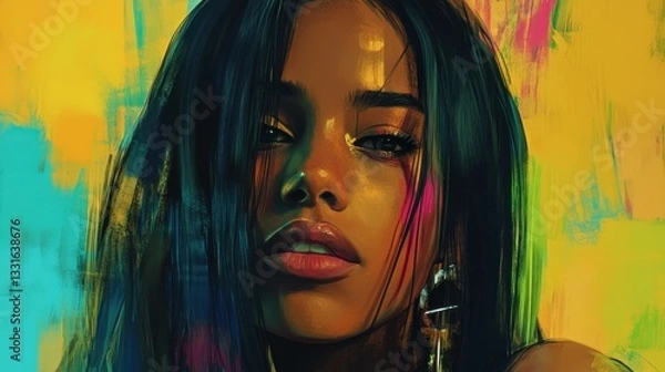 Fototapeta A vibrant digital painting with expressive brush strokes.