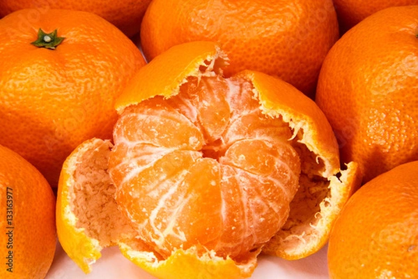 Fototapeta 皮をむいたみかん