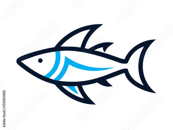 Fototapeta Bold black silhouette of a shark..Generative ai