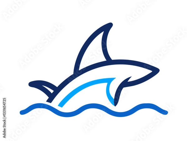 Fototapeta Bold black silhouette of a shark..Generative ai