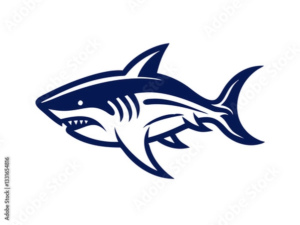 Fototapeta Bold black silhouette of a shark..Generative ai