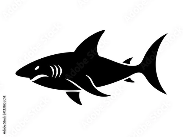 Fototapeta Bold black silhouette of a shark..Generative ai