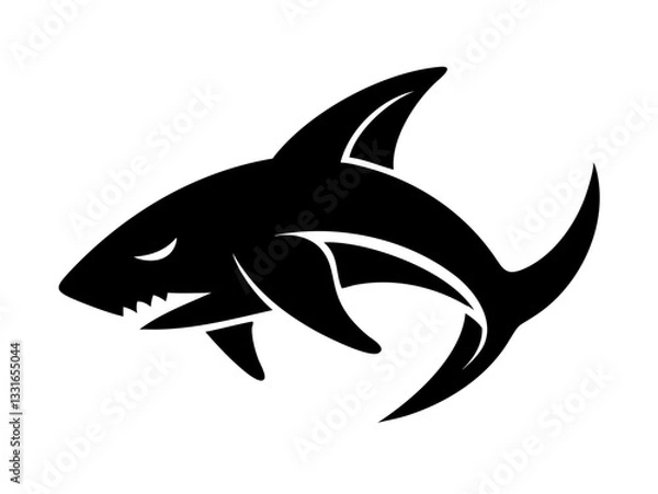 Fototapeta Bold black silhouette of a shark..Generative ai