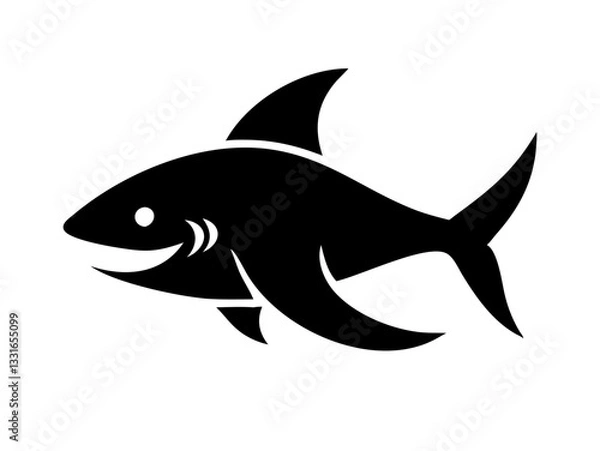 Fototapeta Bold black silhouette of a shark..Generative ai