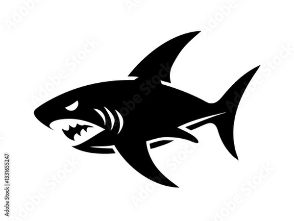 Obraz Bold black silhouette of a shark..Generative ai