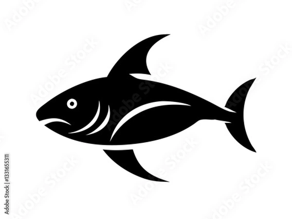 Fototapeta Bold black silhouette of a shark..Generative ai