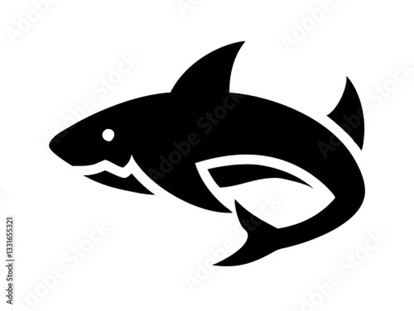 Obraz Bold black silhouette of a shark..Generative ai