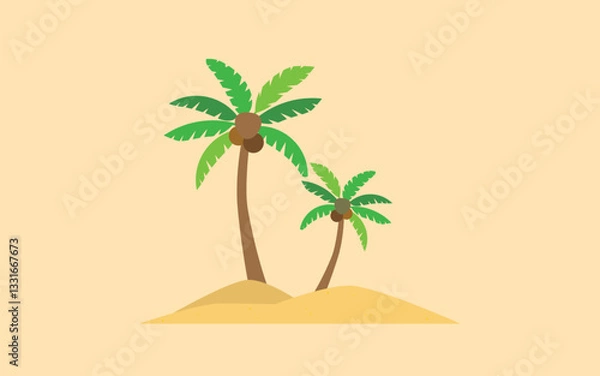 Fototapeta Bright and tropical palm tree vector, ideal for summer holiday designs and beach-themed projects. beach palm tree vector illustration