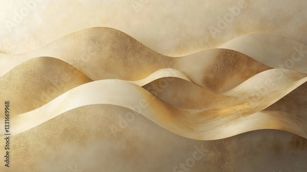 Fototapeta Abstract image depicting layered shapes with beige and gold textures