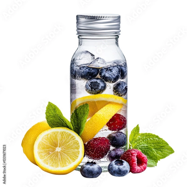Fototapeta Drink of antioxidant fruit blueberry lemon detox water, featuring detox water with drink of antioxidant fruit, a hydrating summer drink of antioxidant fruit perfect for wellness lovers