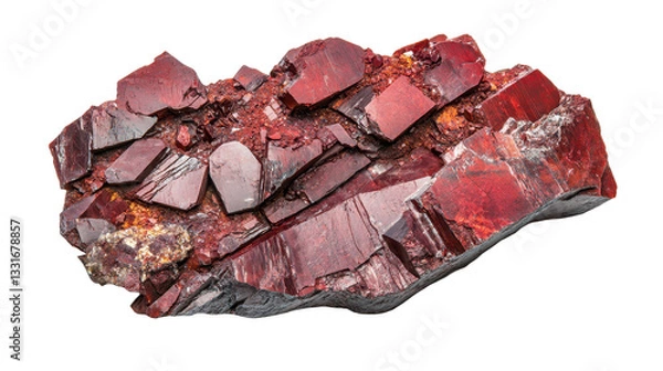 Obraz Crimson Mineral Crystal: A Geological Gemstone with Rough Texture & Shiny Luster - Captivating Close-Up of Nature's Abstract Mineral Specimen