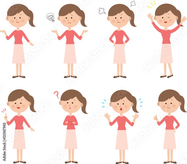 Obraz 女性セット　いろいろな表情