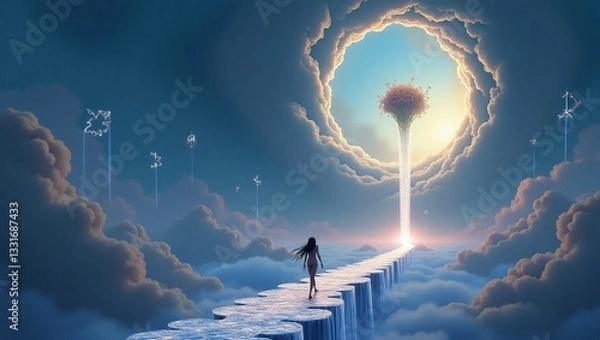 Obraz wind turbine and lightning