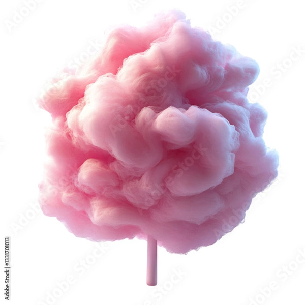 Fototapeta A Fluffy 3D Puff of Pink Cotton Candy Isolated on Transparent Background
