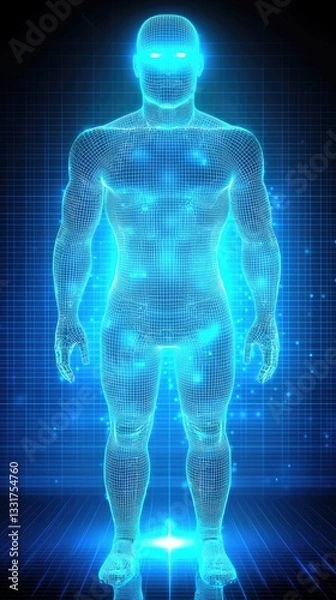 Fototapeta Digital Human, futuristic body, technology background, anatomical study, design concept
