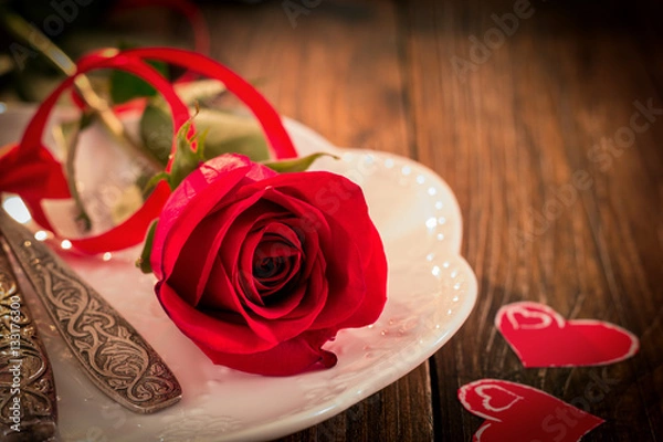 Obraz Setting The Table for Valentine's Day