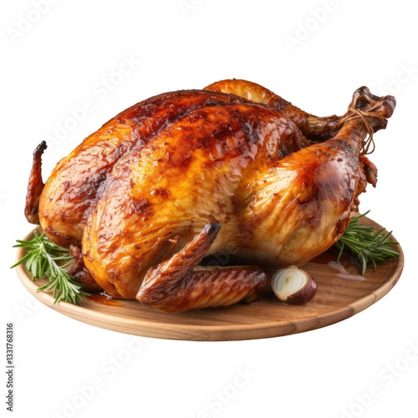 Obraz Rotisserie Chicken Isolated on a White Background on transparent background