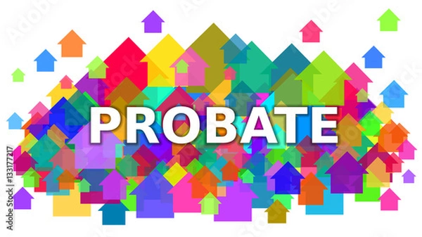 Fototapeta Probate White Text on Colorful Houses Symbol Background
