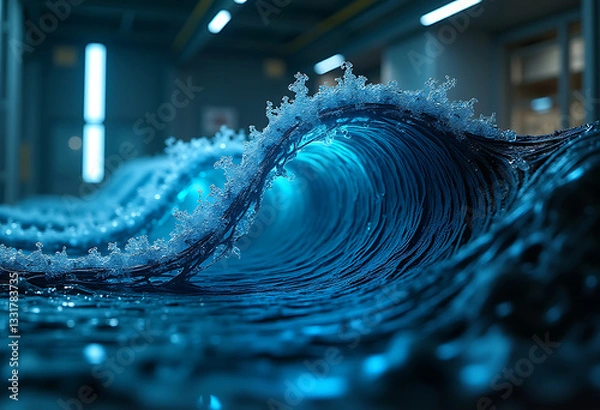 Obraz Blue Water Drop on Abstract Rippled Surface