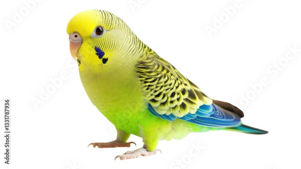 Obraz Colorful budgerigar perched elegantly in a bright and clean environment showcasing vibrant feathers and charming features