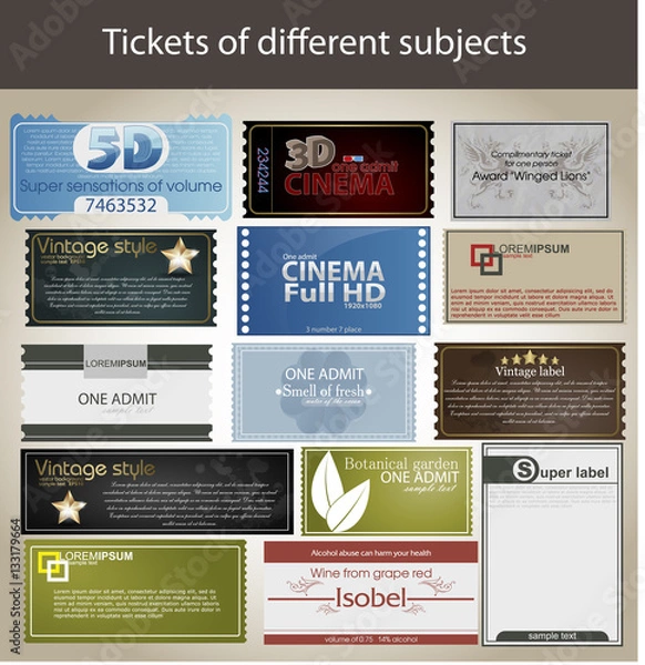 Fototapeta vector set: tickets in different styles