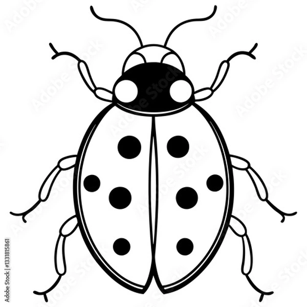 Fototapeta Simple Line Art Ladybug Vector