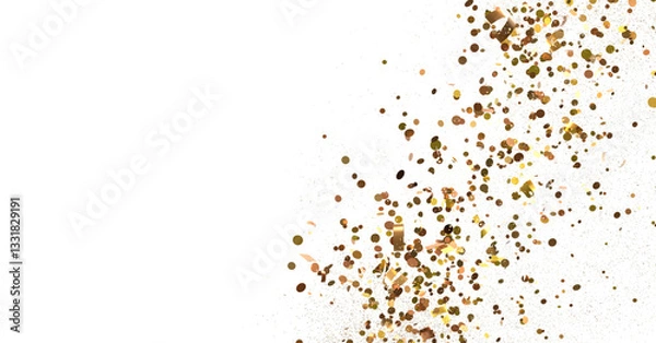 Obraz Joyful Deluge: Brilliant 3D Illustration Showcasing an Overflow of gold Confetti