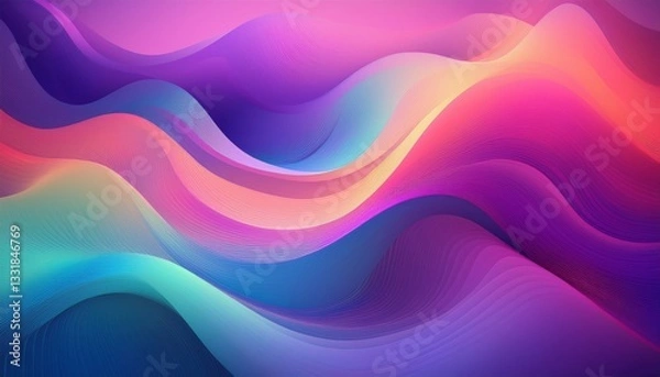 Fototapeta Vibrant fluid gradient background with abstract flowing shapes, neon and pastel color