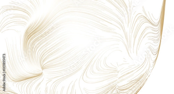 Obraz Elegant gold lines swirl on white. Perfect for luxury branding, websites, and presentations.