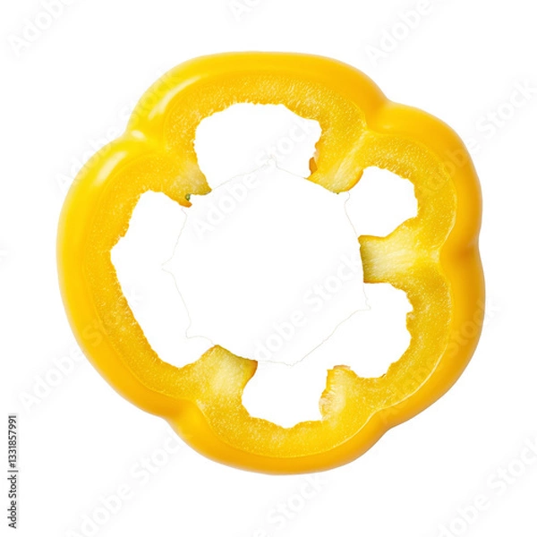 Obraz yellow bell pepper ring slice isolated on white background