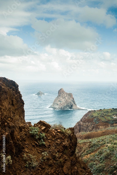 Fototapeta Spanish resort Canary islands, Tenerife deserted path with the magnificent sea ocean view