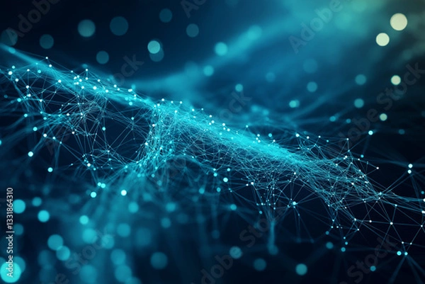 Obraz Technologic networks, technologic networks, particle energy flow, quantum computing visualization Technology Network Background. Abstract futuristic technology with polygonal shape