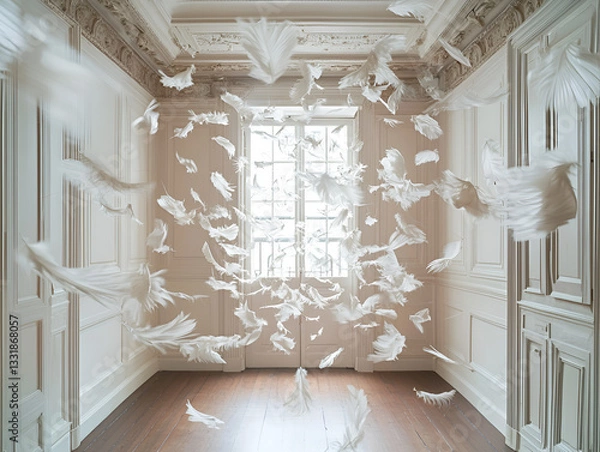 Fototapeta Feathers floating in the air