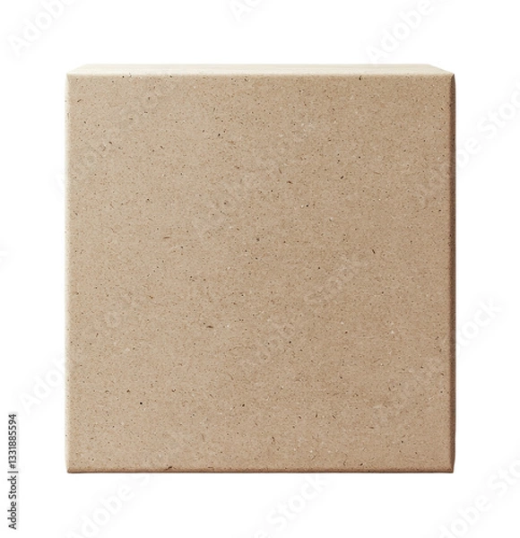 Fototapeta Plain brown cardboard box on black background with textured surface, cut out