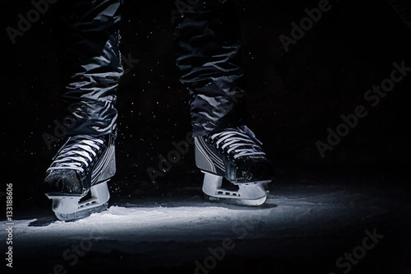 Fototapeta Hockey Stick and Puck on the Ice Rink