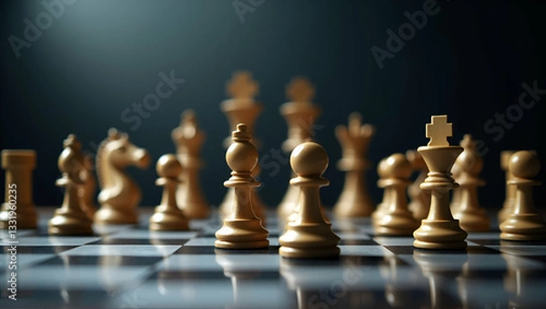 Fototapeta Sophisticated Chess Board: Strategy, Intelligence & Competitive Gameplay