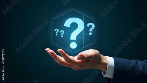 Fototapeta Holographic Interview Strategy: Visualizing Key Questions in a Minimalist Space